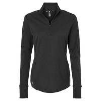 Adidas Women's 3-Stripes Quarter-Zip Sweater Pullover, Black Melange, Front view