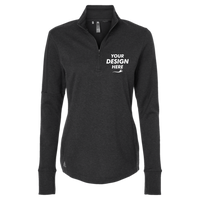 Adidas Women's 3-Stripes Quarter-Zip Sweater Pullover, Black Melange, Front view, Mockup