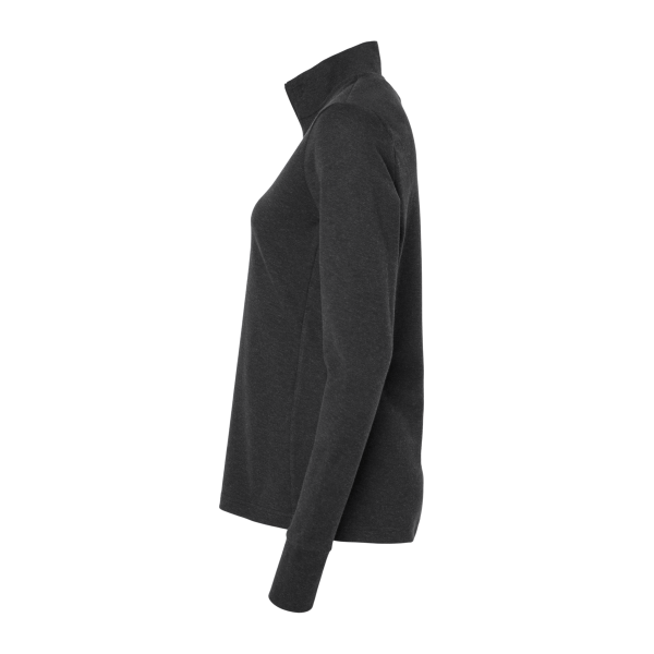Adidas Women's 3-Stripes Quarter-Zip Sweater Pullover, Black Melange, Left Sleeve view