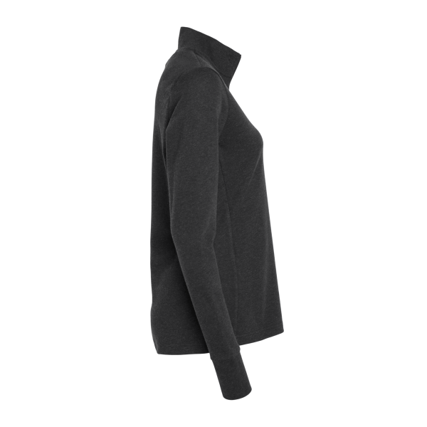 Adidas Women's 3-Stripes Quarter-Zip Sweater Pullover, Black Melange, Right Sleeve view