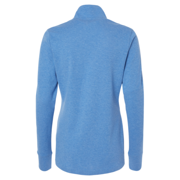 Adidas Women's 3-Stripes Quarter-Zip Sweater Pullover, Focus Blue Melange, Back view