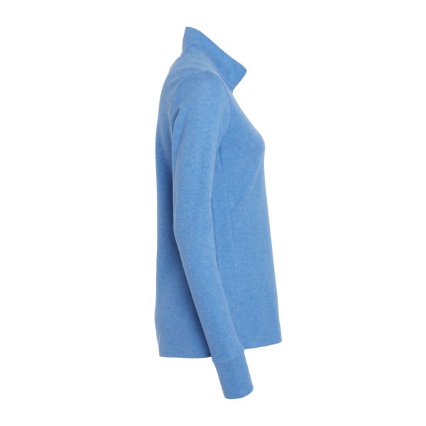 Adidas Women's 3-Stripes Quarter-Zip Sweater Pullover, Focus Blue Melange, Right Sleeve view