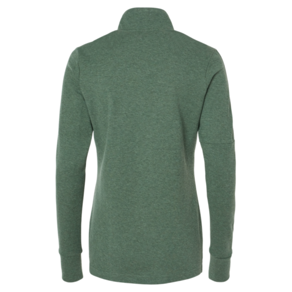 Adidas Women's 3-Stripes Quarter-Zip Sweater Pullover, Green Oxide Melange, Back view