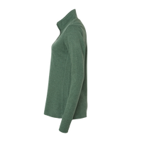 Adidas Women's 3-Stripes Quarter-Zip Sweater Pullover, Green Oxide Melange, Left Sleeve view
