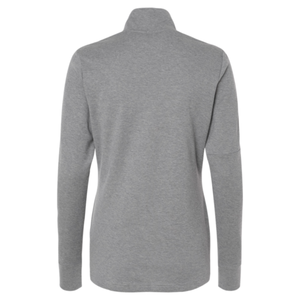 Adidas Women's 3-Stripes Quarter-Zip Sweater Pullover, Grey Three Melange, Back view