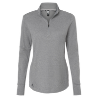 Adidas Women's 3-Stripes Quarter-Zip Sweater Pullover, Grey Three Melange, Front view