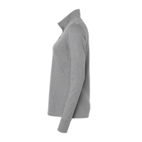 Adidas Women's 3-Stripes Quarter-Zip Sweater Pullover, Grey Three Melange, Left Sleeve view