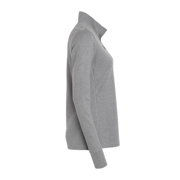 Adidas Women's 3-Stripes Quarter-Zip Sweater Pullover, Grey Three Melange, Right Sleeve view