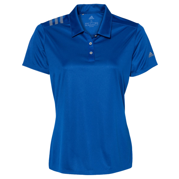 Adidas Women's 3-Stripes Shoulder Polo, Collegiate Royal / Grey Three, Front view