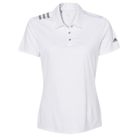 Adidas Women's 3-Stripes Shoulder Polo, White / Black, Front view