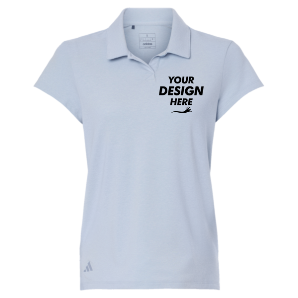 Adidas Women's Blended Polo, Blue Dawn Melange, Front view, Mockup