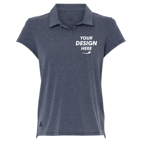 Adidas Women's Blended Polo, Collegiate Navy Melange, Front view, Mockup