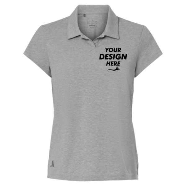 Adidas Women's Blended Polo, Grey Three Melange, Front view, Mockup