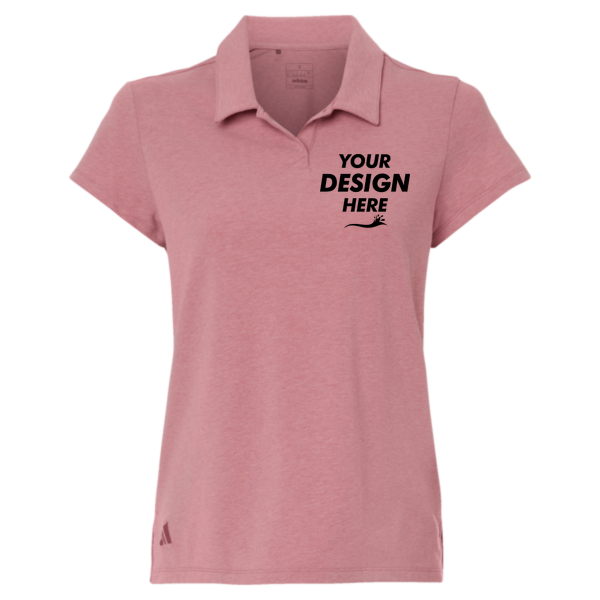 Adidas Women's Blended Polo, Pink Strata Melange, Front view, Mockup