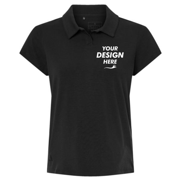 Adidas Women's Blended Polo, Solid Black, Front view, Mockup