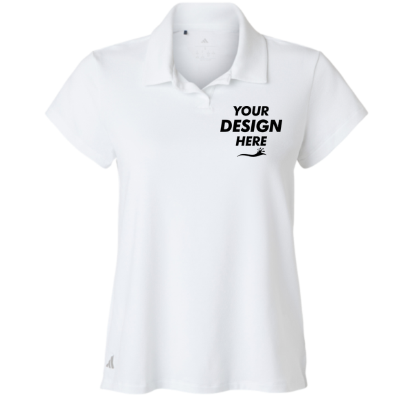Adidas Women's Blended Polo, Solid White, Front view, Mockup