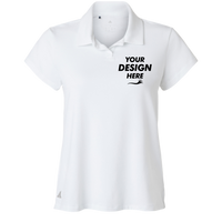 Adidas Women's Blended Polo, Solid White, Front view, Mockup