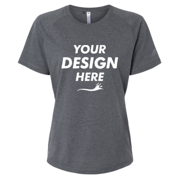 Adidas Women's Blended T-Shirt, Dark Grey Heather, Front view, Mockup