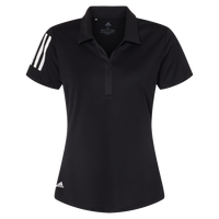 Adidas Women's Floating 3-Stripes Polo, Black / White, Front view