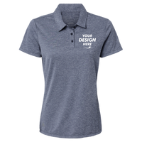 Adidas Women's Heathered Polo, Collegiate Navy Melange, Front view, Mockup