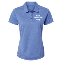 Adidas Women's Heathered Polo, Collegiate Royal Melange, Front view, Mockup
