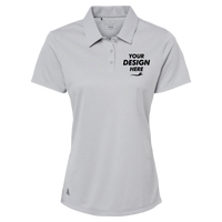 Adidas Women's Heathered Polo, Grey Two Melange, Front view, Mockup