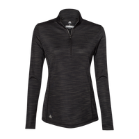 Adidas Women's Lightweight Mélange Quarter-Zip Pullover, Black Melange, Front view