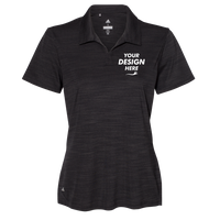 Adidas Women's Mélange Polo, Black Melange, Front view, Mockup