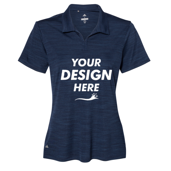 Adidas Women's Mélange Polo, Collegiate Navy Melange, Front view, Mockup
