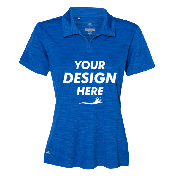 Adidas Women's Mélange Polo, Collegiate Royal Melange, Front view, Mockup
