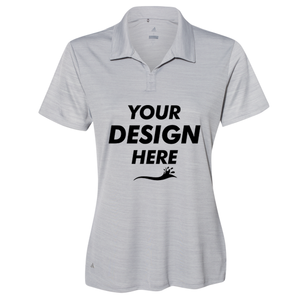 Adidas Women's Mélange Polo, Mid Grey Melange, Front view, Mockup
