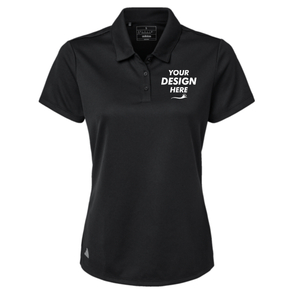Adidas Women's Micro Piqué Polo, Black, Front view, Mockup