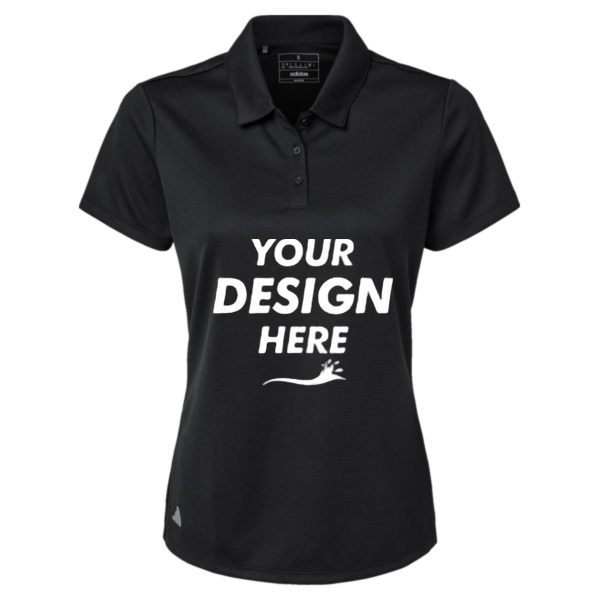Adidas Women's Micro Piqué Polo, Black, Front view, Mockup