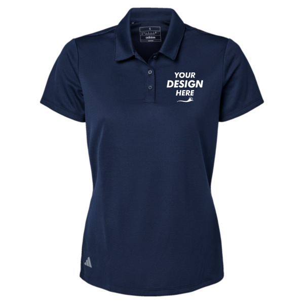 Adidas Women's Micro Piqué Polo, Collegiate Navy, Front view, Mockup