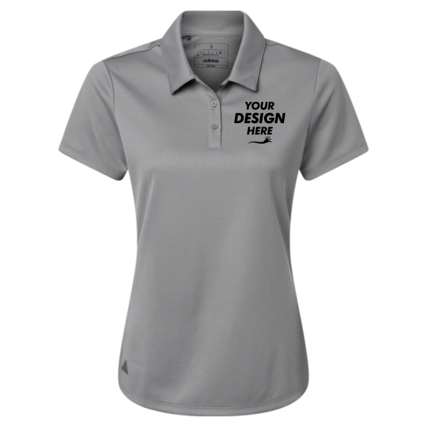 Adidas Women's Micro Piqué Polo, Grey Three, Front view, Mockup