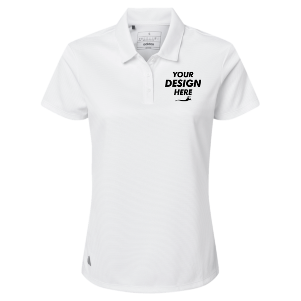 Adidas Women's Micro Piqué Polo, White, Front view, Mockup