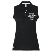 Adidas Women's Ottoman Sleeveless Polo, Black, Front view, Mockup