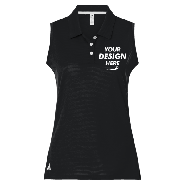 Adidas Women's Ottoman Sleeveless Polo, Black, Front view, Mockup