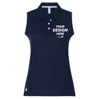 Adidas Women's Ottoman Sleeveless Polo, Collegiate Navy, Front view, Mockup