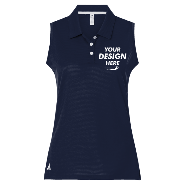 Adidas Women's Ottoman Sleeveless Polo, Collegiate Navy, Front view, Mockup