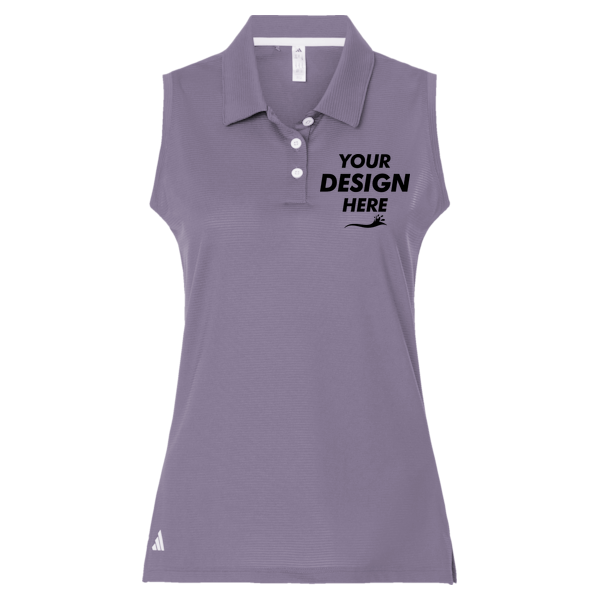 Adidas Women's Ottoman Sleeveless Polo, Preloved Violet, Front view, Mockup