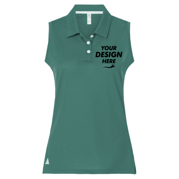 Adidas Women's Ottoman Sleeveless Polo, Pure Teal, Front view, Mockup