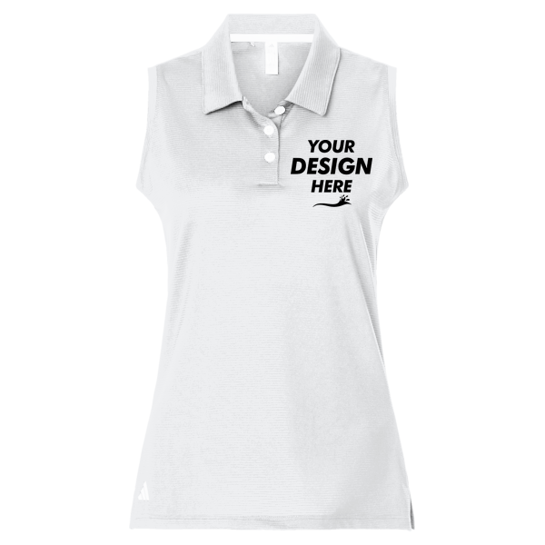 Adidas Women's Ottoman Sleeveless Polo, White, Front view, Mockup