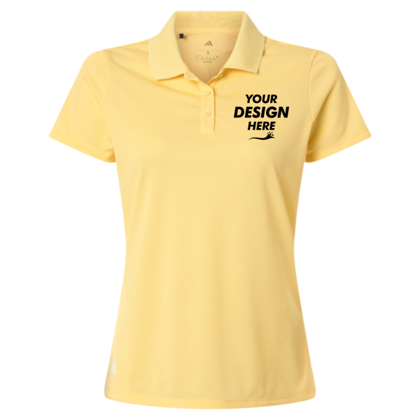 Adidas Women's Performance Piqué Polo, Almost Yellow, Front view, Mockup