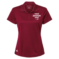 Adidas Women's Performance Piqué Polo, Collegiate Burgundy, Front view, Mockup