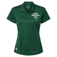 Adidas Women's Performance Piqué Polo, Collegiate Green, Front view, Mockup
