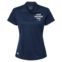 Adidas Women's Performance Piqué Polo, Collegiate Navy, Front view, Mockup