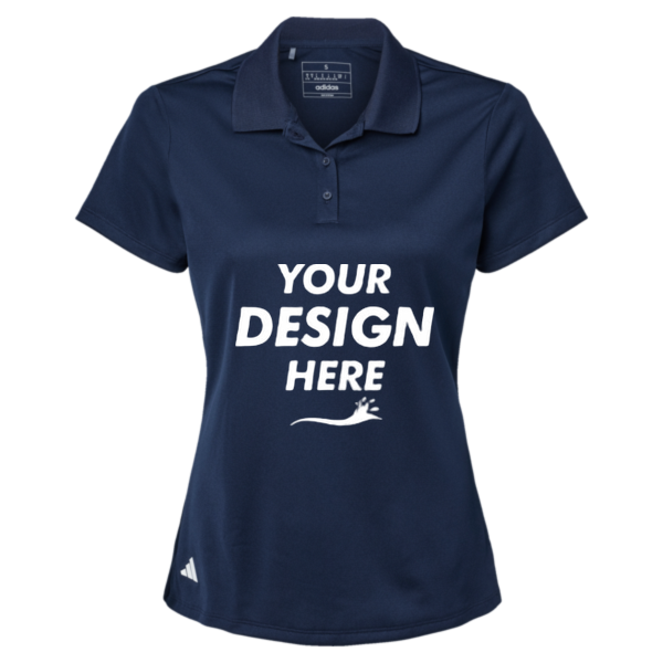 Adidas Women's Performance Piqué Polo, Collegiate Navy, Front view, Mockup