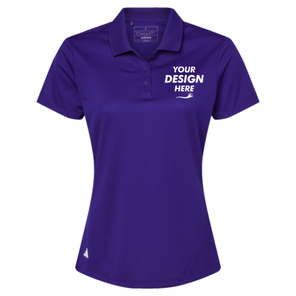 Adidas Women's Performance Piqué Polo, Collegiate Purple, Front view, Mockup
