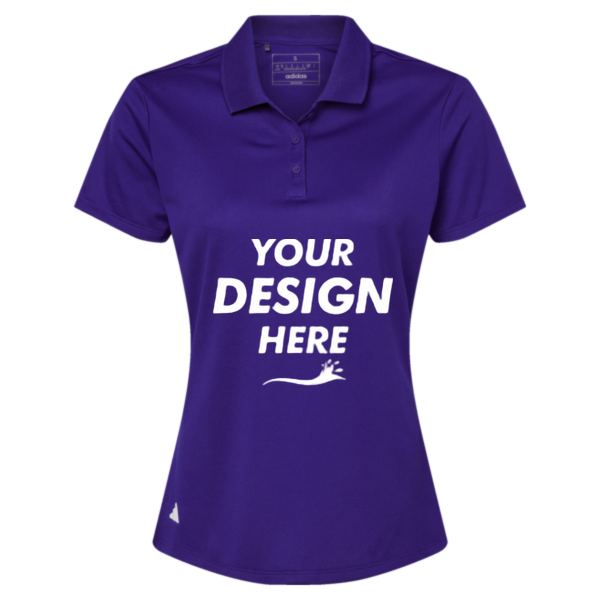 Adidas Women's Performance Piqué Polo, Collegiate Purple, Front view, Mockup